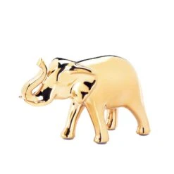 Accent Plus 4.75 In. H X 2.75 In. W X 7 In. L Gold Elephant Ceramic Decorative Figurine