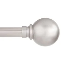 Kenney Mercer Brushed Nickel Silver Ball Curtain Rod 66 In. L X 120 In. L