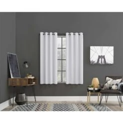 Sun Zero Norwich White Blackout Curtains 80 In. W X 63 In. L
