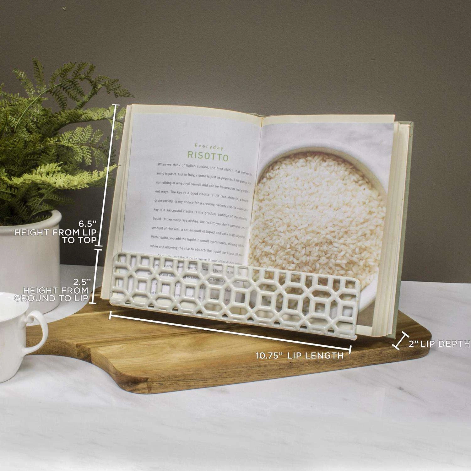 Tripar 7.9 In. H X 8 In. W X 10.75 In. L White Metal Cookbook Stand 5 Tripar 7.9 In. H X 8 In. W X 10.75 In. L White Metal Cookbook Stand - Image 3