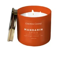 Colonial Candle Pop Of Color Copper/Orange Mandarin Spice Scent Candle Jar 14.5 Oz