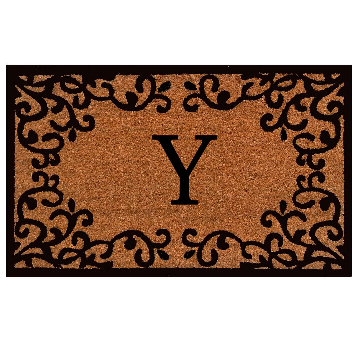 Calloway Mills Chateaux Monogram 2 W X 3 L Black/Brown Rectangular Coir Door Mat 3 Calloway Mills Chateaux Monogram 2 W X 3 L Black/Brown Rectangular Coir Door Mat