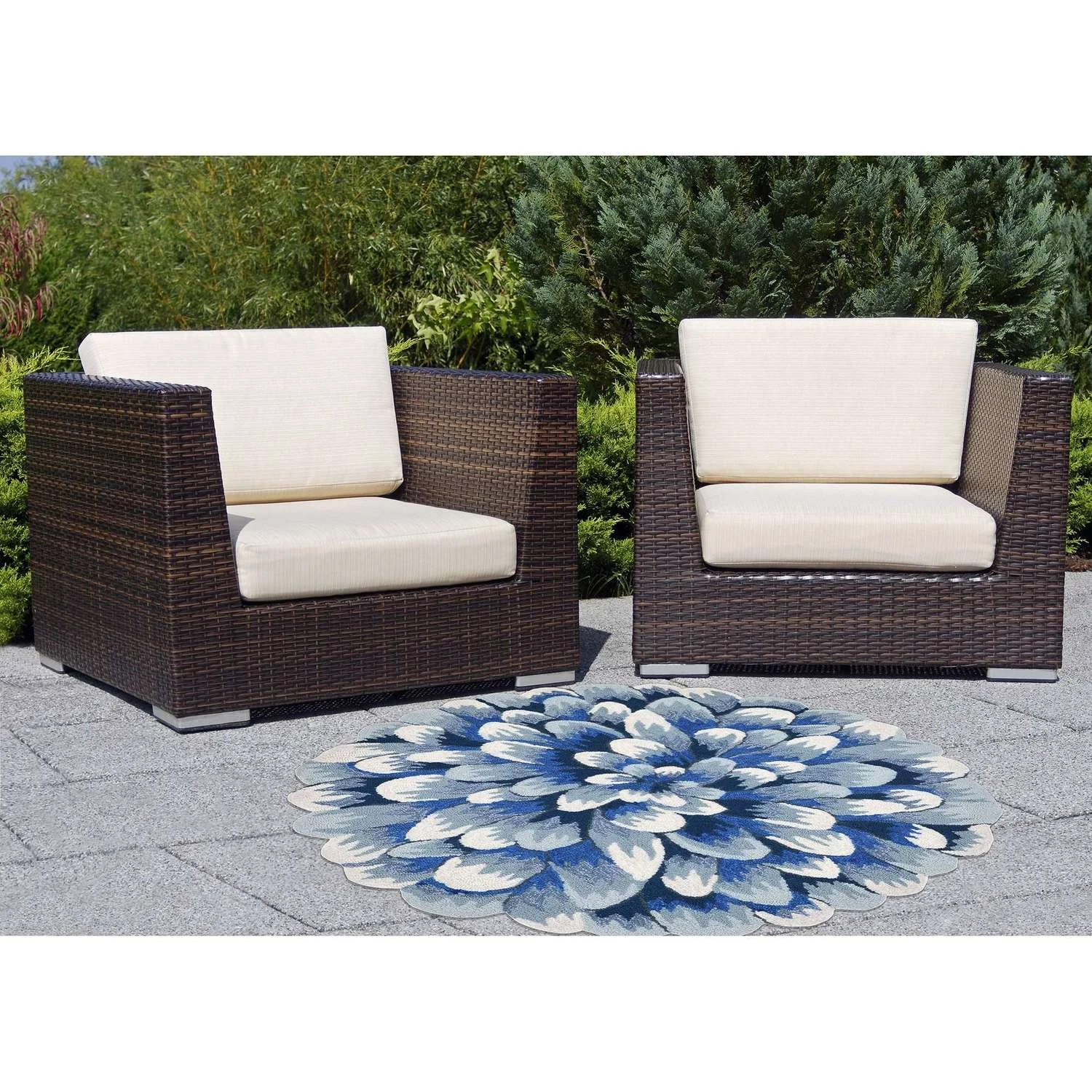 Liora Manne Frontporch 3 Ft. W X 3 Ft. L Blue Novelty Polyester Rug 4 Liora Manne Frontporch 3 Ft. W X 3 Ft. L Blue Novelty Polyester Rug - Image 2