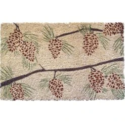 Entryways 17 In. W X 28 In. L Beige/Brown Pine Cones Coir Door Mat