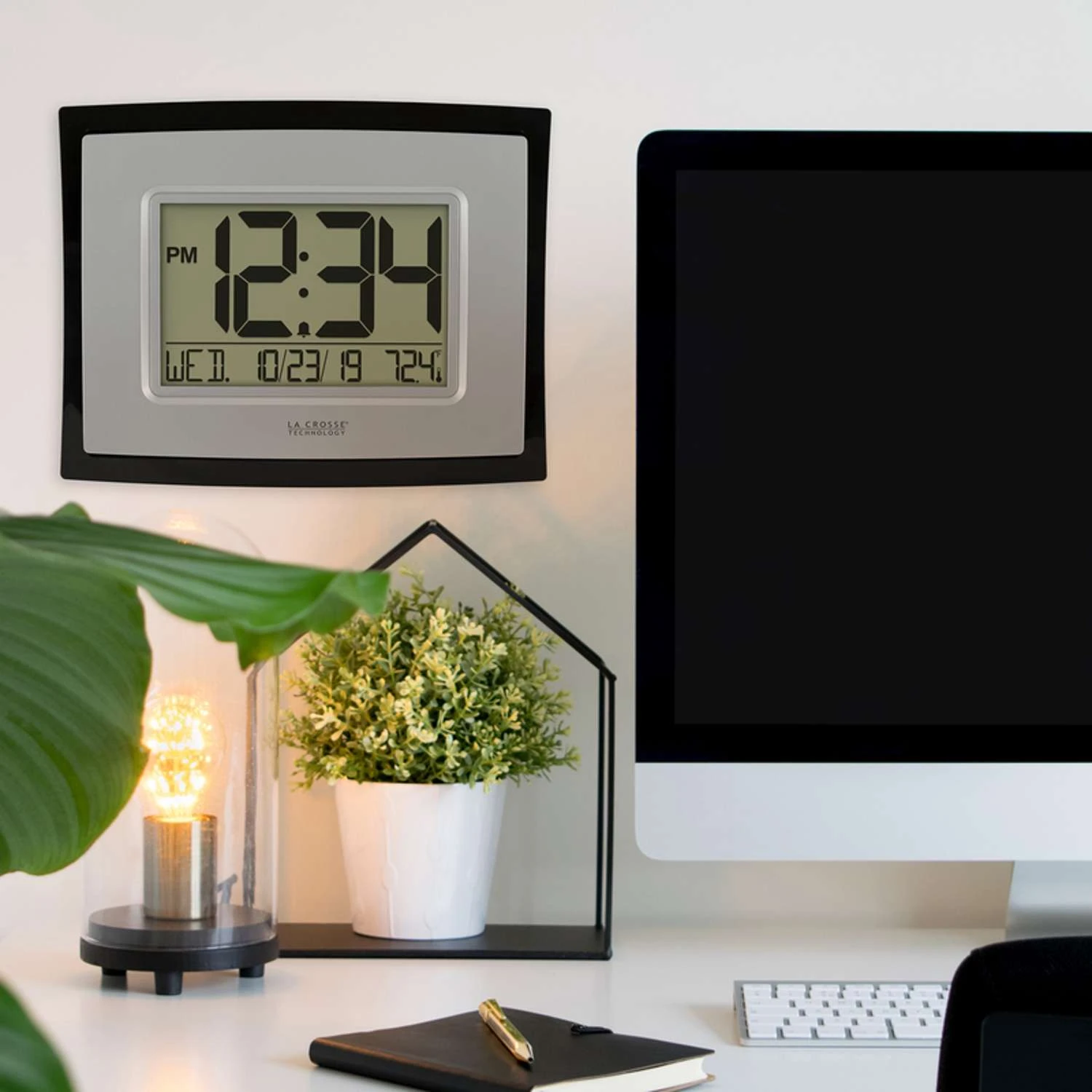 La Crosse Technology 8.62 In. L X 6.81 In. W Indoor Modern Digital Wall Clock Plastic Black/Silver 3 La Crosse Technology 8.62 In. L X 6.81 In. W Indoor Modern Digital Wall Clock Plastic Black/Silver - Image 2