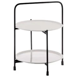 Karma Gifts 15.25 In. H X 11.5 In. W X 11.5 In. L Black/White Metal Tray Stand