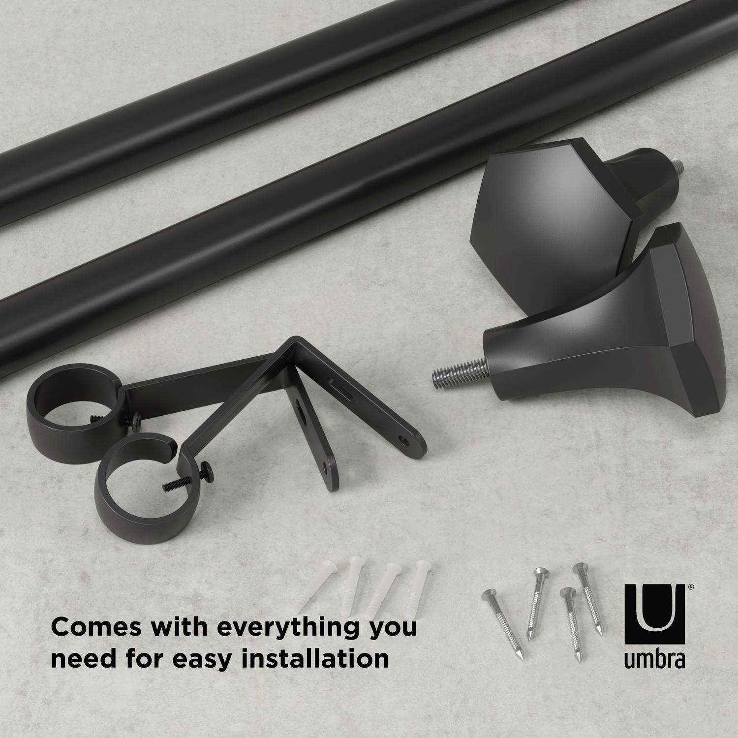 Umbra Sita Matte Black Curtain Rod 36 In. L X 72 In. L 8 Umbra Sita Matte Black Curtain Rod 36 In. L X 72 In. L - Image 6