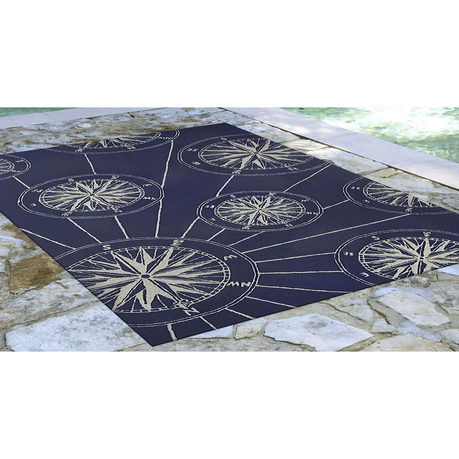 Liora Manne Frontporch 5 Ft. W X 7.5 Ft. L Navy Blue Traditional Polyester Rug 4 Liora Manne Frontporch 5 Ft. W X 7.5 Ft. L Navy Blue Traditional Polyester Rug - Image 2