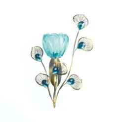 Gallery Of Light 10.75 In. H X 2.75 In. W X 6.75 In. L Peacock Flower Glass/Iron Wall Sconce