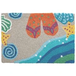 Jellybean 20 In. W X 30 In. L Multicolored Seaside Sandals Polyester Rug