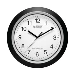 La Crosse Technology 12 In. L X 1 In. W Indoor Casual Analog Atomic Wall Clock Glass/Plastic Black/S