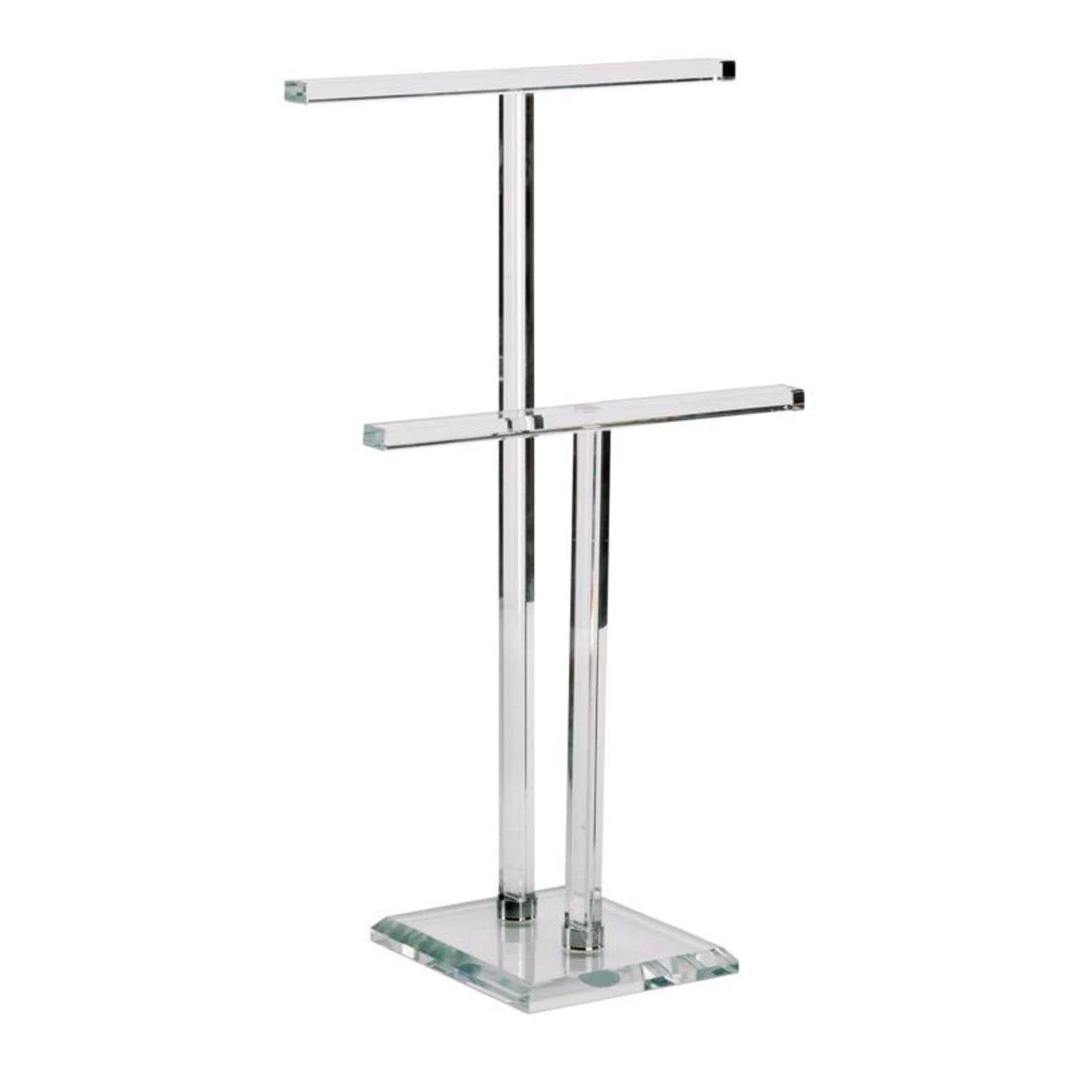 Tripar 14.5 In. H X 5.4 In. W X 9.15 In. L Clear Glass/Metal Double T-Bar Jewelry Stand 3 Tripar 14.5 In. H X 5.4 In. W X 9.15 In. L Clear Glass/Metal Double T-Bar Jewelry Stand
