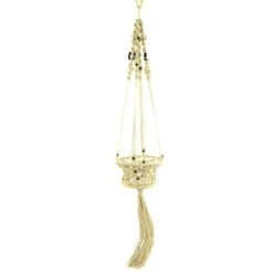 Touch Of Nature 45 In. H X 8 In. W X 8 In. L Yellow Fabric/Wood Macrame Pot Holder
