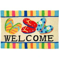 Jellybean 20 In. W X 30 In. L Multi-colored Flip Flop Welcome Accent Rug