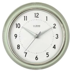 La Crosse Technology 9.5 In. L X 9.5 In. W Indoor Vintage Analog Wall Clock Glass/Plastic Green