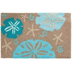 Jellybean 20 In. W X 30 In. L Multicolored Aqua Sand Dollars On Sand Polyester Rug