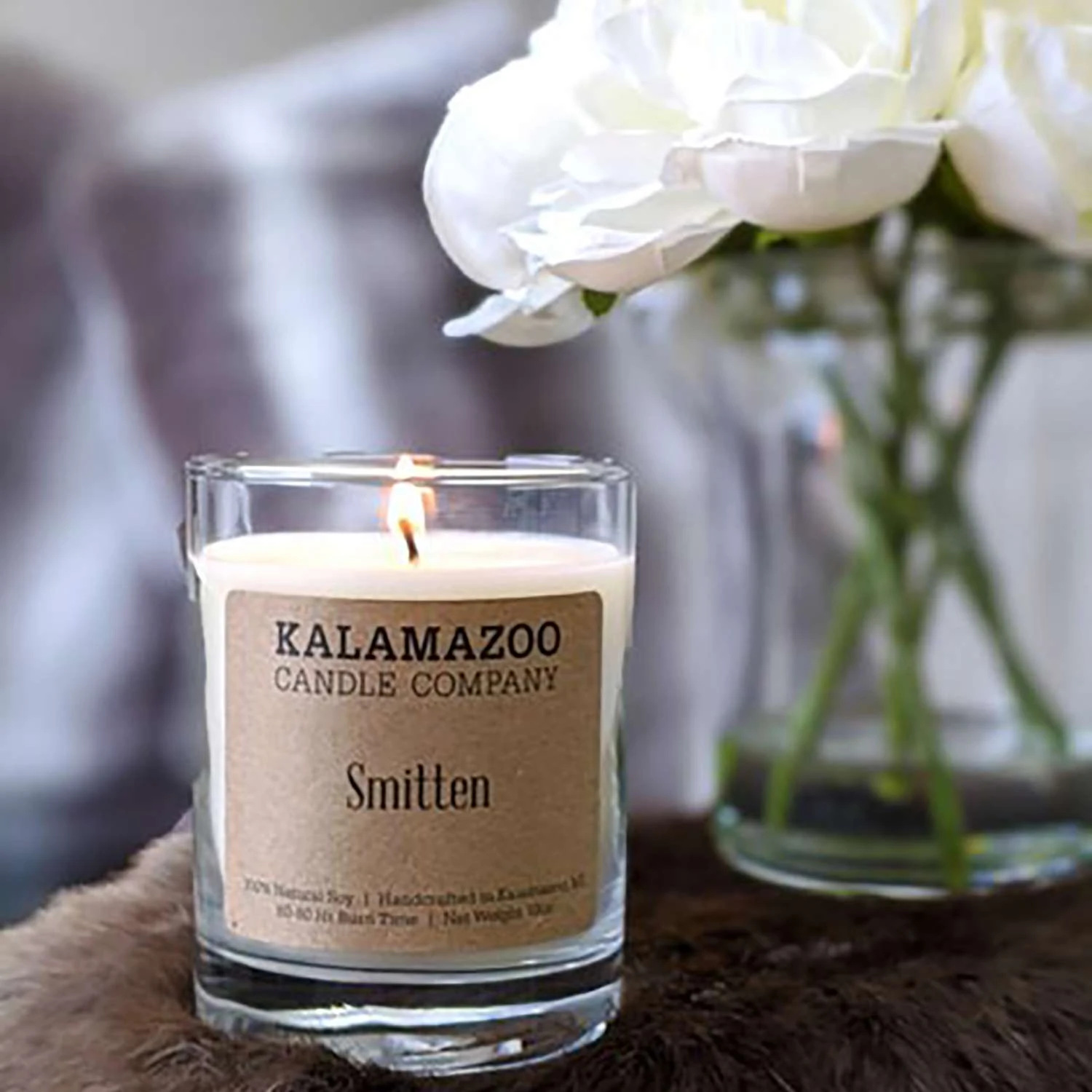 Kalamazoo Candle Company Clear Glass Jar With White Soy Wax, Wood Lid Smitten Scent Smitten, Clear G 6 Kalamazoo Candle Company Clear Glass Jar With White Soy Wax, Wood Lid Smitten Scent Smitten, Clear G - Image 4