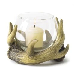 Gallery Of Light 3.625 In. H X 4.875 In. W X 5.375 In. L Deer Antler Poly Resin Candle Holder