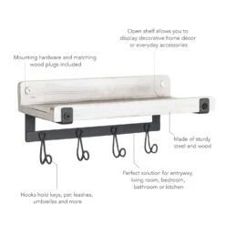 Spectrum 4.5 In. H X 4.75 In. W X 9 In. L White Wash/ Industrial Gray Steel/Wood Wall Mount Hook Sta -Umbra || Yankee Candle Sales 5c2ef09f 806d 40a7 9272 add722dd2134