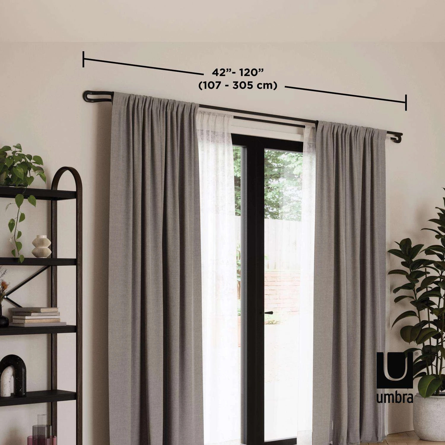 Umbra Midnight Blackout Matte Black Midnight Blackout Double Curtain Rod 42 In. L X 120 In. L 12 Umbra Midnight Blackout Matte Black Midnight Blackout Double Curtain Rod 42 In. L X 120 In. L - Image 10