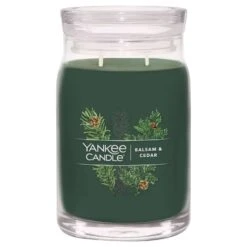 Yankee Candle Signature Green Balsam & Cedar Scent Candle Jar 20 Oz