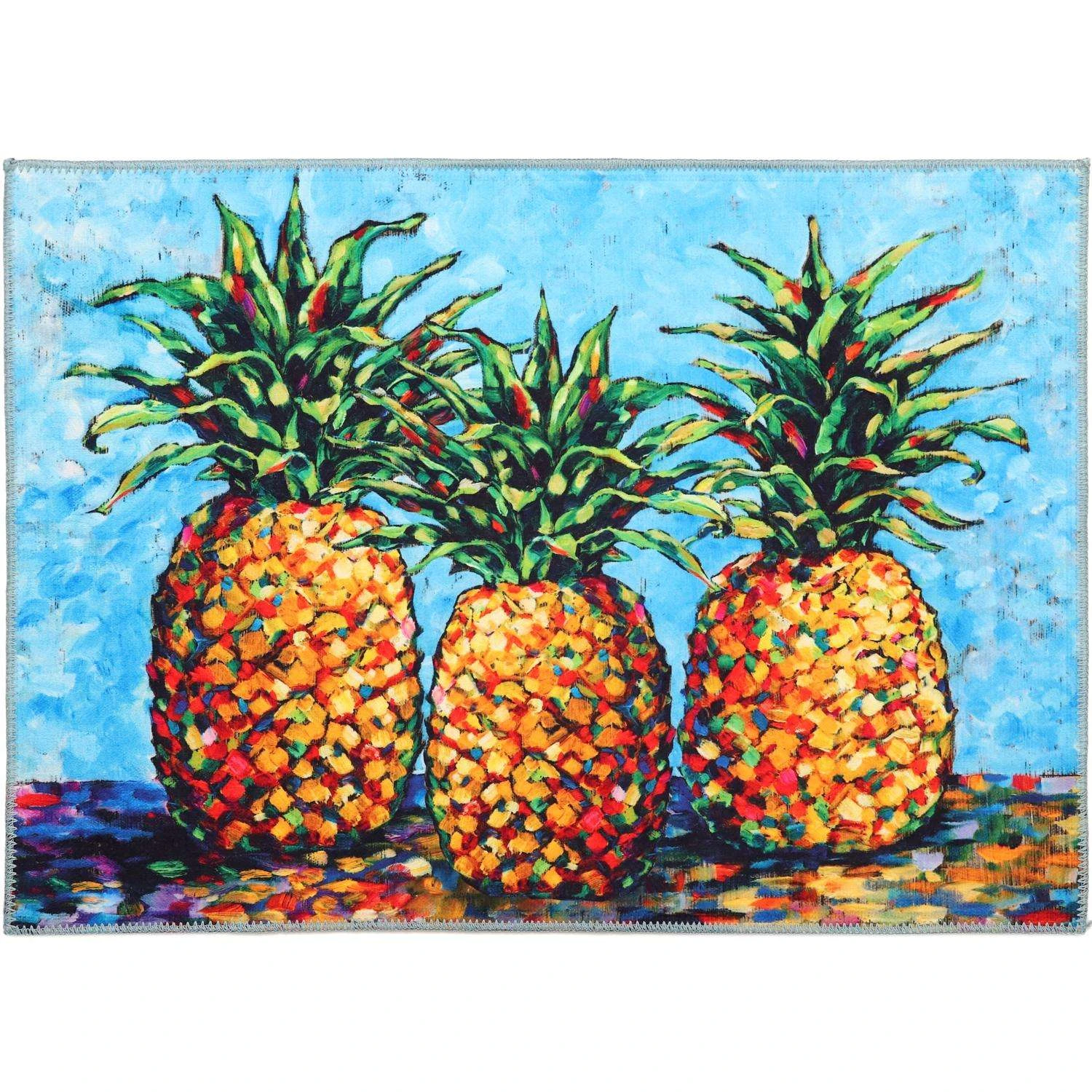 Olivia's Home 22 In. W X 32 In. L Multicolored Golden Tropical Pineapples Polyester Accent Rug 3 Olivia's Home 22 In. W X 32 In. L Multicolored Golden Tropical Pineapples Polyester Accent Rug