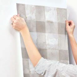 RoomMates 18 In. W X 18.86 Ft. L Buffalo Plaid Taupe Vinyl Peel And Stick Wallpaper -Umbra || Yankee Candle Sales 64078ac5 fdf5 467e 86d9 57967fc4e971