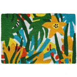 Jellybean 20 In. W X 30 In. L Multi-color Palm & Flower Thatch Polyester Accent Rug