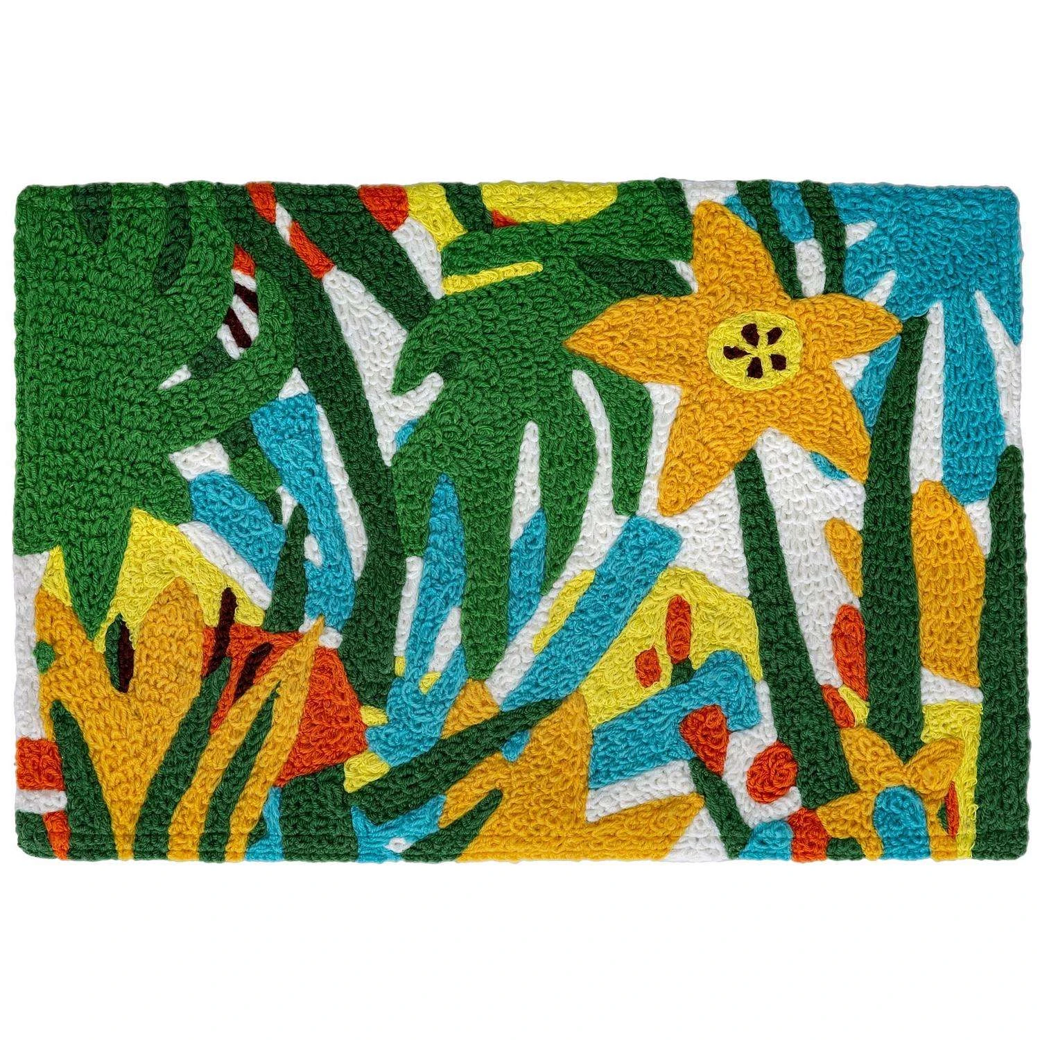 Jellybean 20 In. W X 30 In. L Multi-color Palm & Flower Thatch Polyester Accent Rug 3 Jellybean 20 In. W X 30 In. L Multi-color Palm & Flower Thatch Polyester Accent Rug