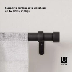 Umbra Cappa Brushed Black Single Curtain Rod 120 In. L X 180 In. L -Umbra || Yankee Candle Sales 6da36f27 78a2 4332 b212 5520b1fb6a52
