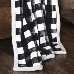 Carstens Inc 68 In. H X 2 In. W X 54 In. L Black/White Polyester Plush Throw Blanket