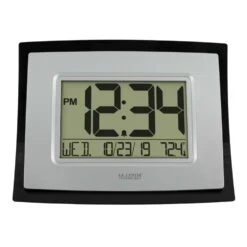 La Crosse Technology 8.62 In. L X 6.81 In. W Indoor Modern Digital Wall Clock Plastic Black/Silver