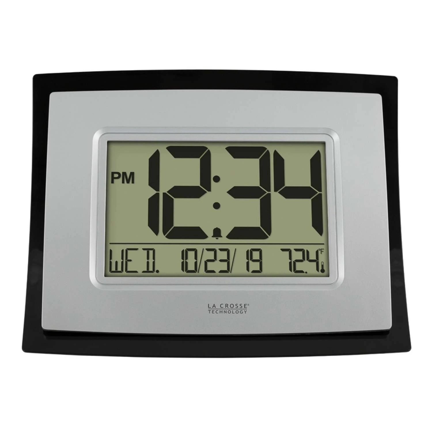 La Crosse Technology 8.62 In. L X 6.81 In. W Indoor Modern Digital Wall Clock Plastic Black/Silver 2 La Crosse Technology 8.62 In. L X 6.81 In. W Indoor Modern Digital Wall Clock Plastic Black/Silver