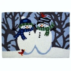 Jellybean 20 W X 30 In. L Multi-color Snow Couple And Cardinals Polyester Accent Rug