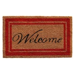 Home & More 2 W X 3 L Multi-color Red Border Welcome Coir Door Mat