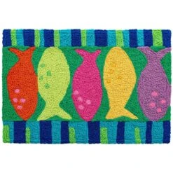 Jellybean 20 In. W X 30 In. L Multi-color Watercolor Fish Polyester Accent Rug