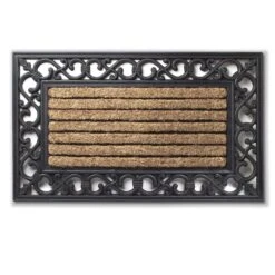 Abbott 18 In. W X 30 In. L Black/Natural Border Coir/Rubber Door Mat