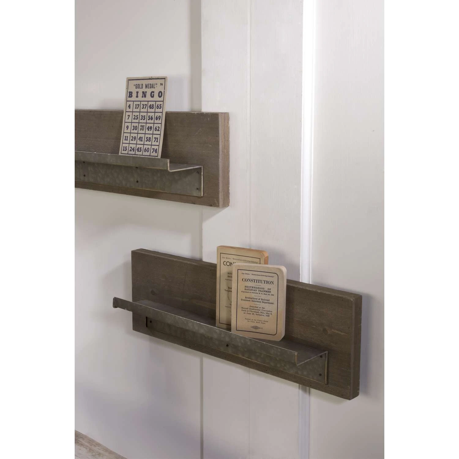 Tripar 7 In. H X 4.5 In. W X 25.88 In. L Rustic Metal/Wood Shelves 3 Tripar 7 In. H X 4.5 In. W X 25.88 In. L Rustic Metal/Wood Shelves