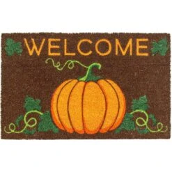 Entryways 17 In. W X 28 In. L Brown Welcome Pumpkin Coir Door Mat