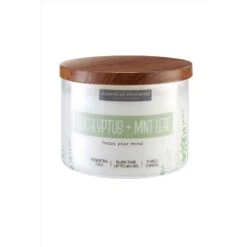 Candle-Lite Essential Elements White Eucalyptus/Mint Leaf Scent Tumbler Jar Candle 14.75 Oz