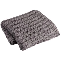 Karma Gifts Chunky Knit 60 In. W X 50 In. L Gray Cotton Throw Blanket