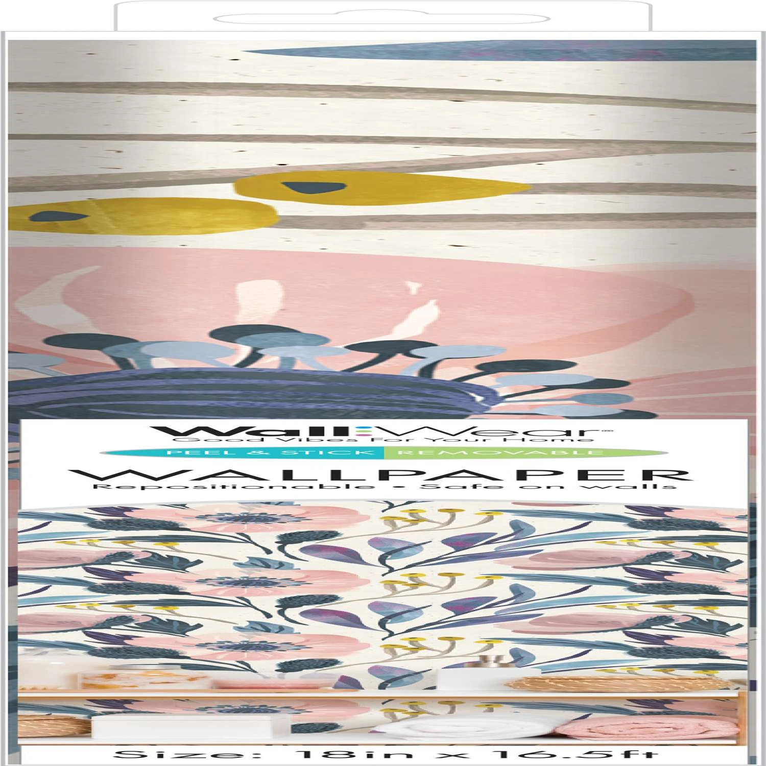 WallWear 55 In. H X 18 In. W X 198 In. L Pink Vinyl Wallpaper 3 WallWear 55 In. H X 18 In. W X 198 In. L Pink Vinyl Wallpaper