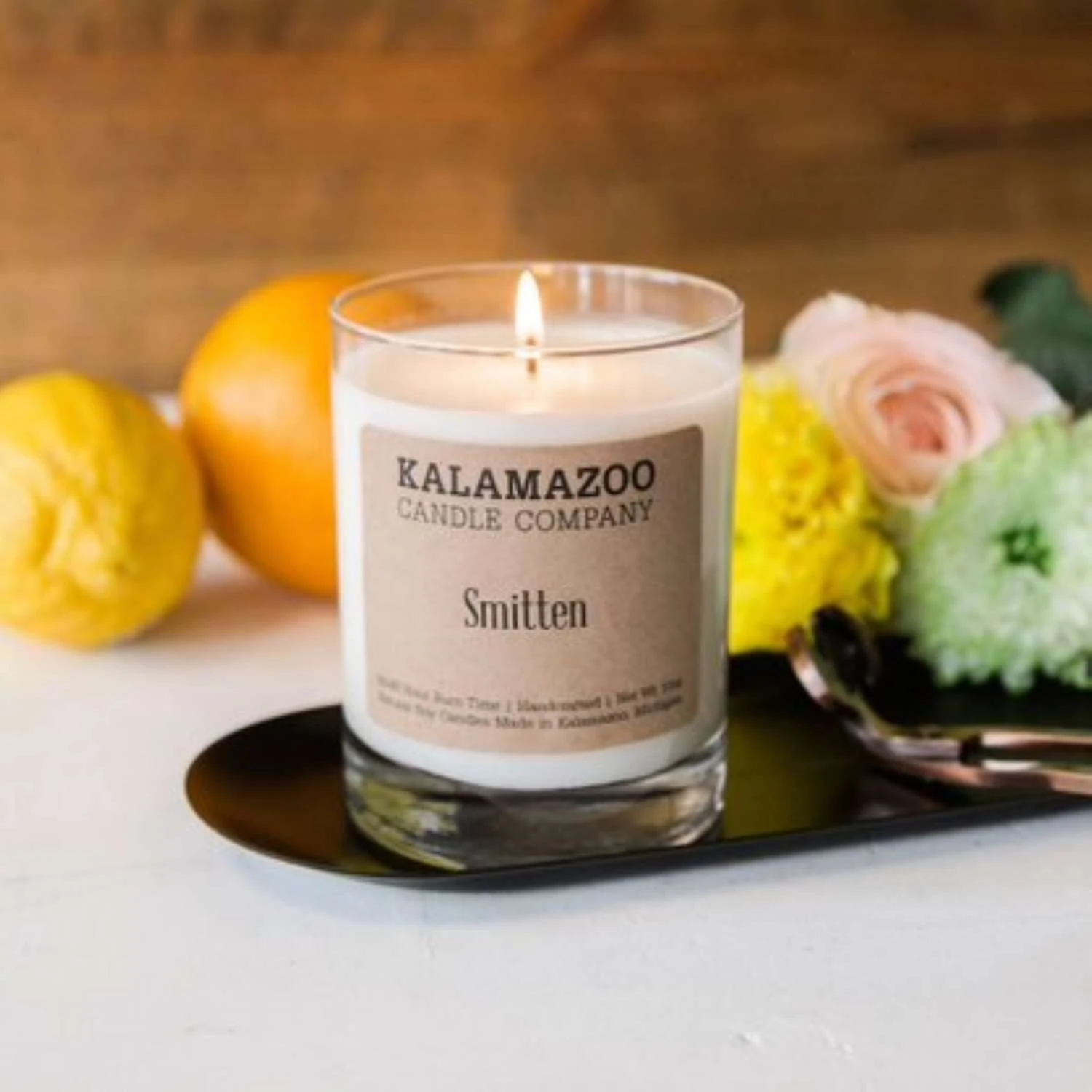 Kalamazoo Candle Company Clear Glass Jar With White Soy Wax, Wood Lid Smitten Scent Smitten, Clear G 5 Kalamazoo Candle Company Clear Glass Jar With White Soy Wax, Wood Lid Smitten Scent Smitten, Clear G - Image 3