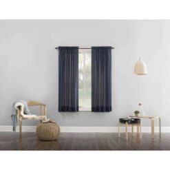 No918 Erica Navy Curtain 51 In. W X 63 In. L