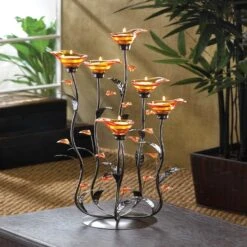 Gallery Of Light 24.25 In. H X 10 In. W X 10 In. L Orange Calla Lily Glass/Iron Decorative Candle Ho