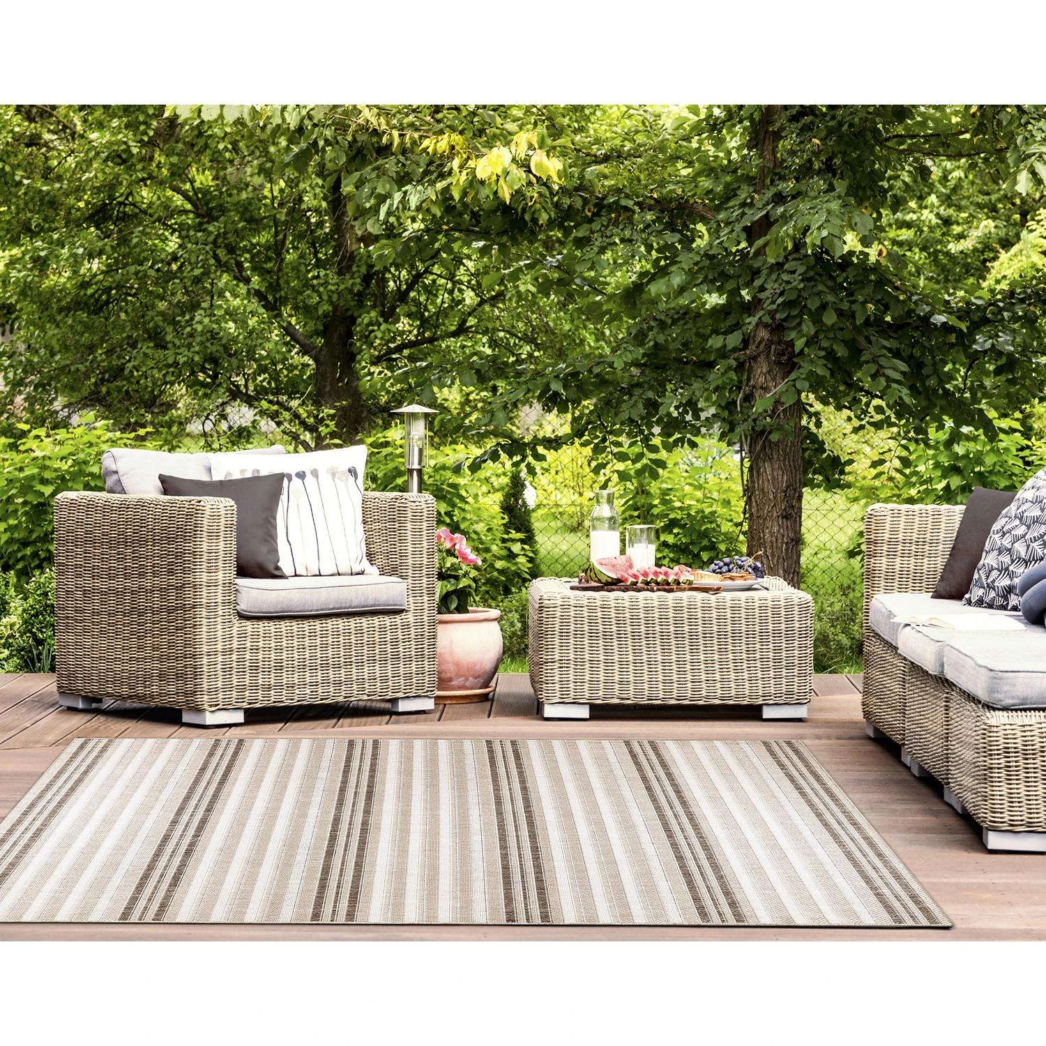 Liora Manne Malibu 4.83 Ft. W X 7.5 Ft. L Neutral Faded Stripe Polypropylene Rug 4 Liora Manne Malibu 4.83 Ft. W X 7.5 Ft. L Neutral Faded Stripe Polypropylene Rug - Image 2