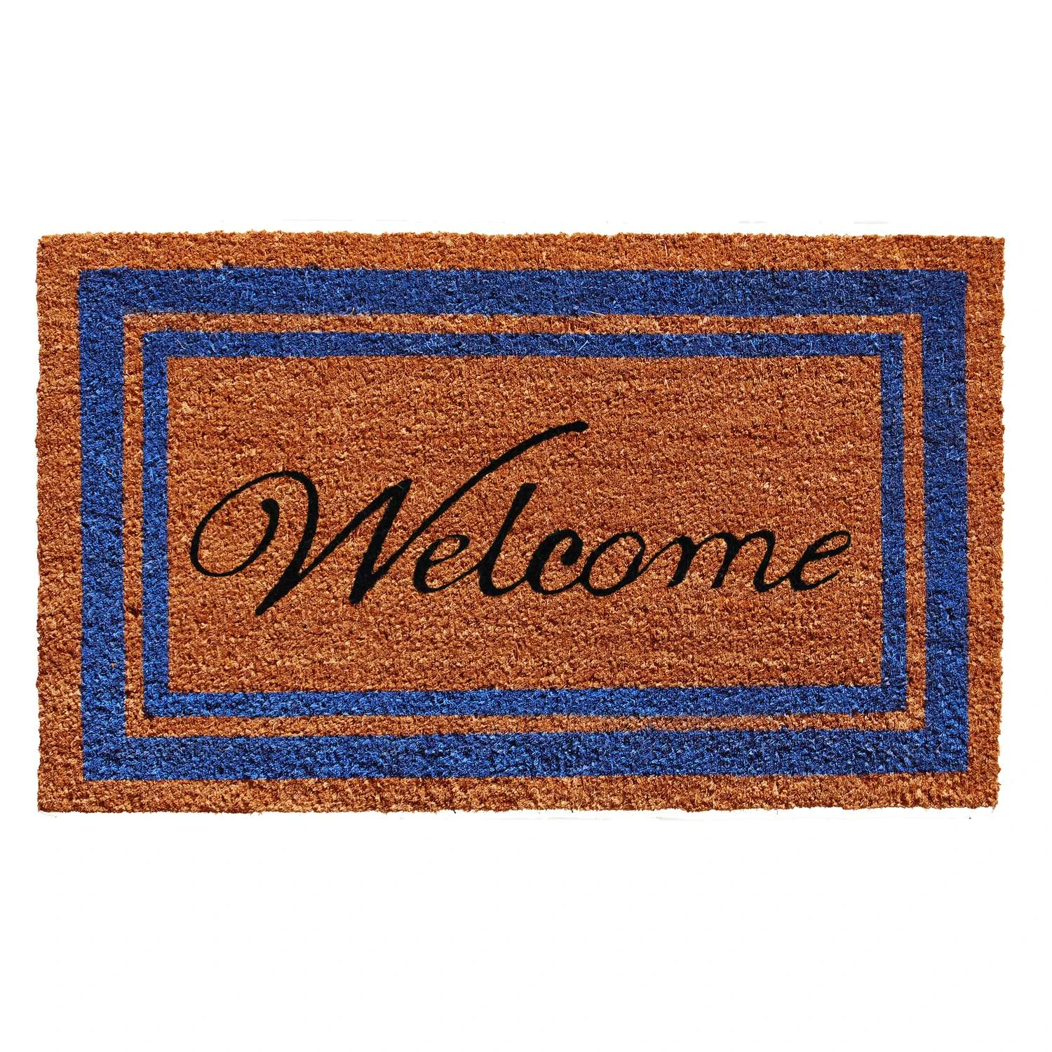 Home & More 1.58 W X 2.58 L Multi-color Blue Border Welcome Coir Door Mat 3 Home & More 1.58 W X 2.58 L Multi-color Blue Border Welcome Coir Door Mat