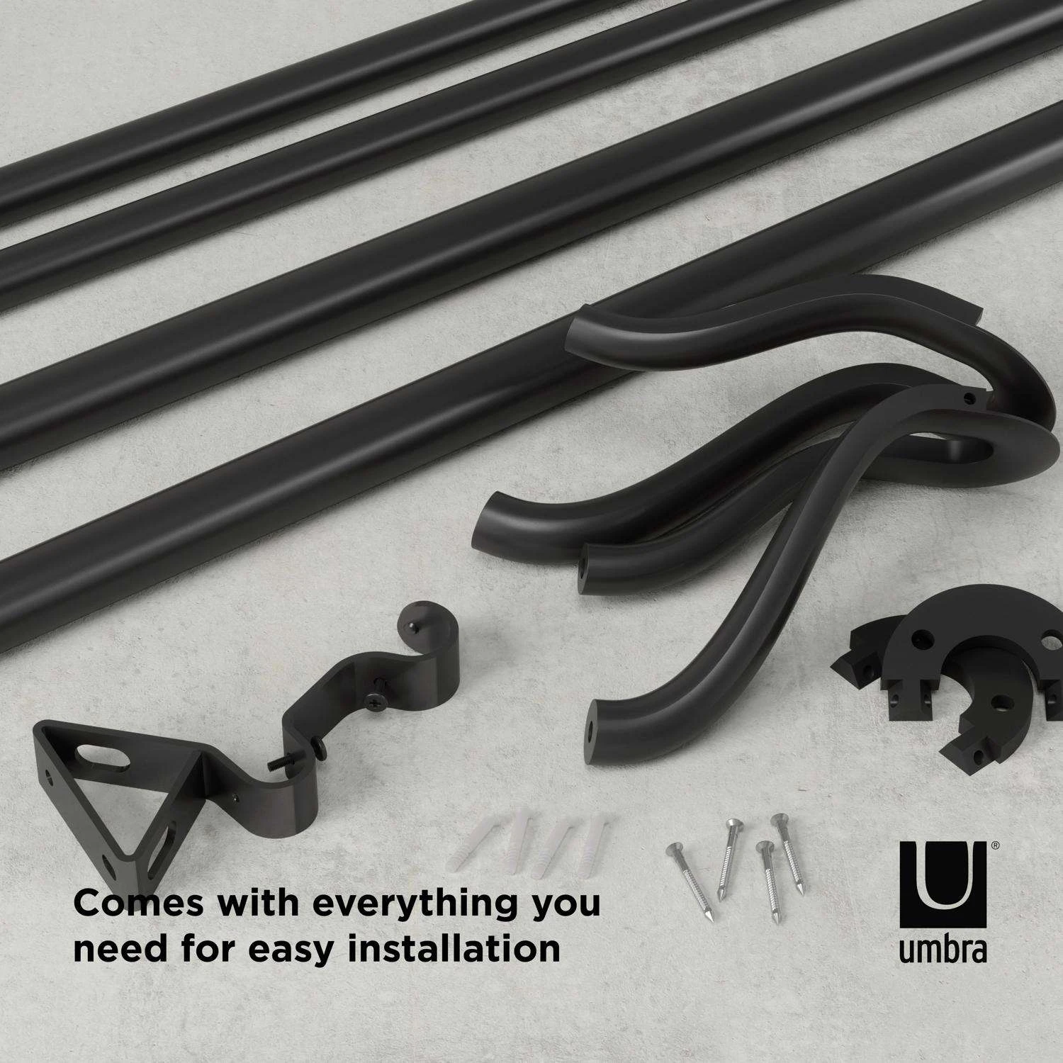 Umbra Midnight Blackout Matte Black Midnight Blackout Double Curtain Rod 42 In. L X 120 In. L 11 Umbra Midnight Blackout Matte Black Midnight Blackout Double Curtain Rod 42 In. L X 120 In. L - Image 9