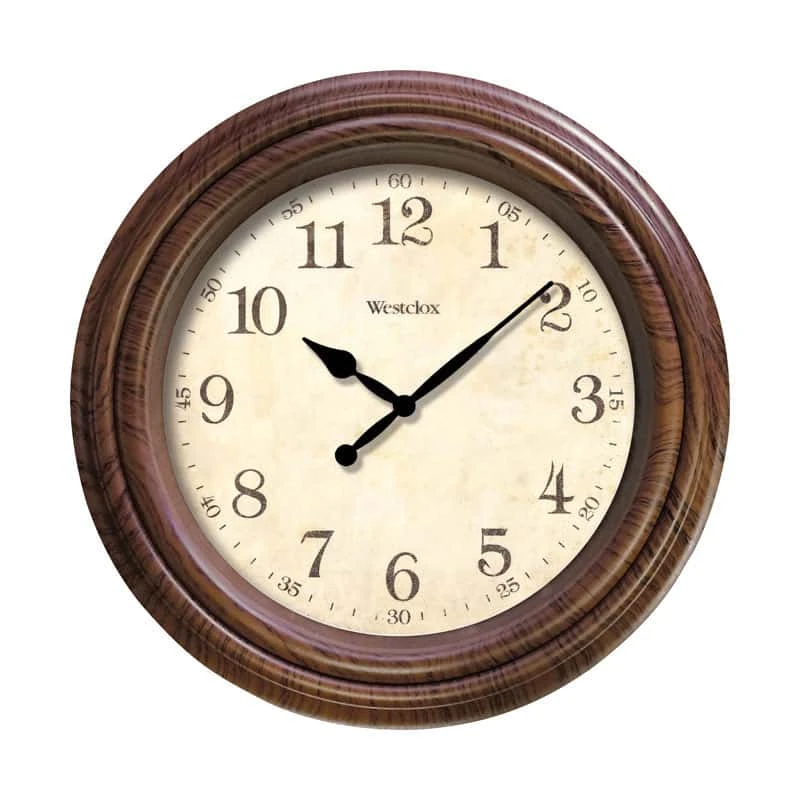 Westclox 10 In. L X 10 In. W Indoor Classic Analog Wall Clock Plastic Brown 3 Westclox 10 In. L X 10 In. W Indoor Classic Analog Wall Clock Plastic Brown