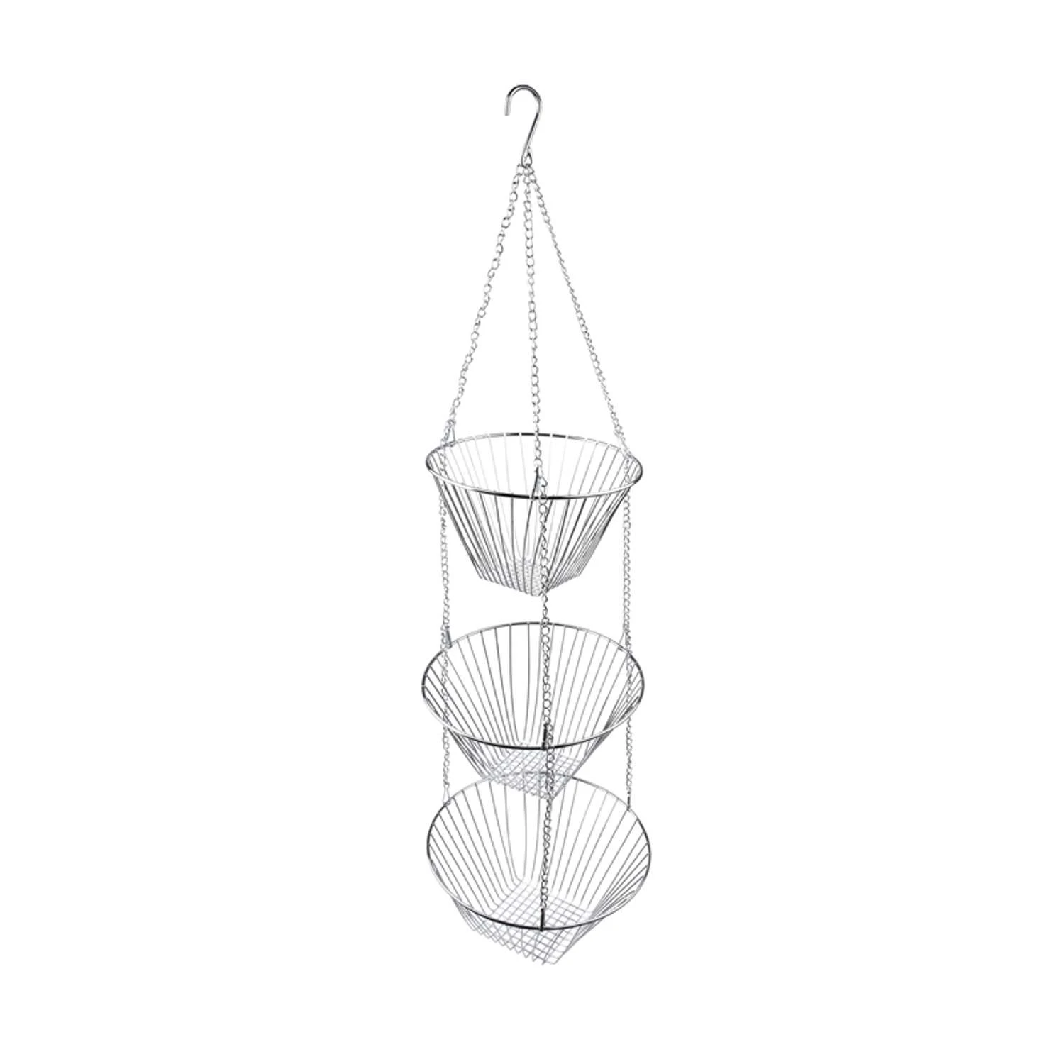Fox Run 32 In. H X 11 In. W X 11 In. L Chrome Silver Steel Three Tier Hanging Baskets 3 Fox Run 32 In. H X 11 In. W X 11 In. L Chrome Silver Steel Three Tier Hanging Baskets